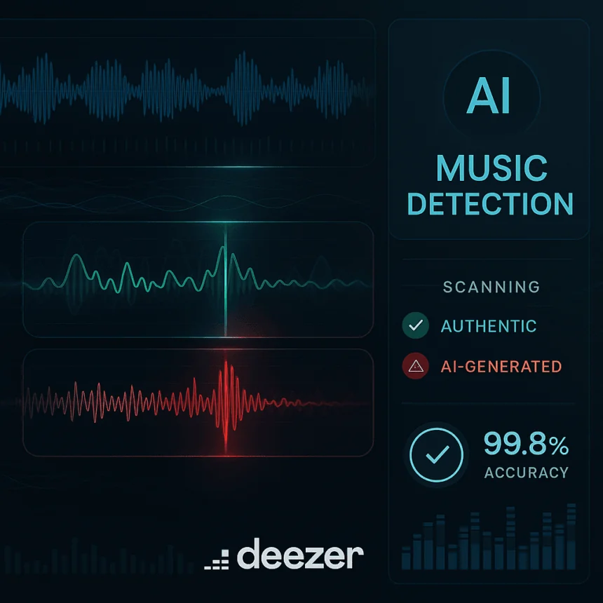 Visual for this record: Deezer began tagging albums that are fully AI-generated