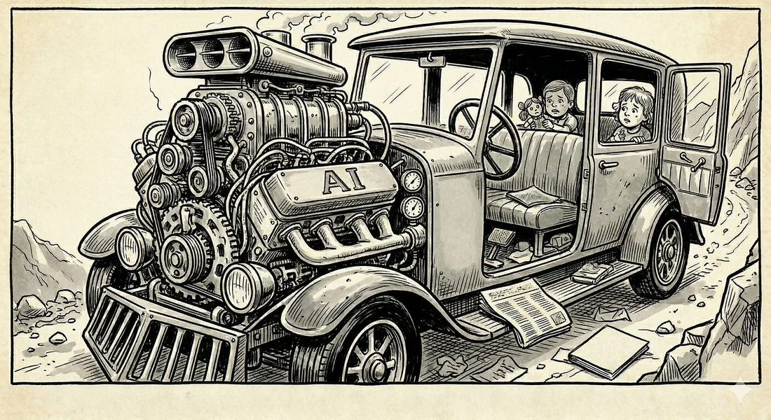Visual published with the cited source for this record: Daddy's Car credits an AI draft and a human arranger separately