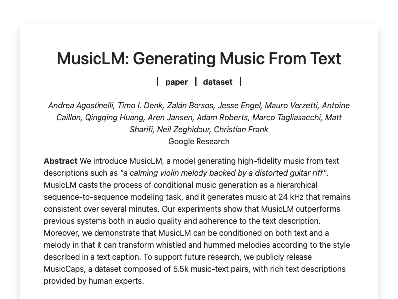 Visual for this record: MusicLM was published with its memorisation study attached