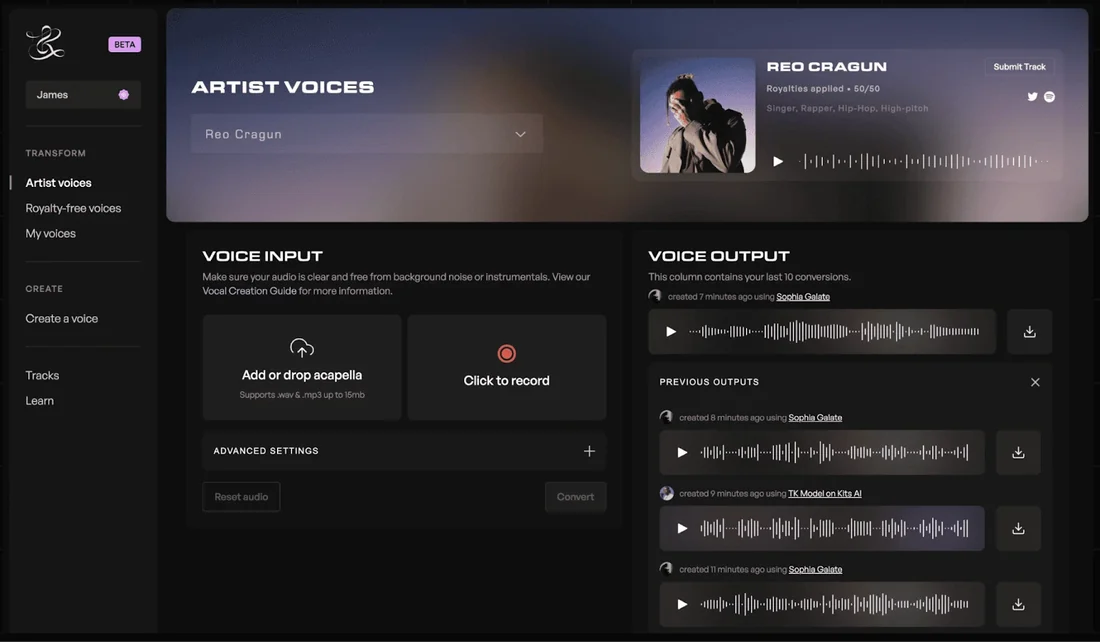 Visual for this record: Two voice-conversion services now publish artist consent as a feature