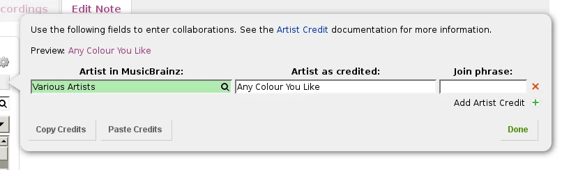 Visual for this record: An open database made music credits editable, not automatically true
