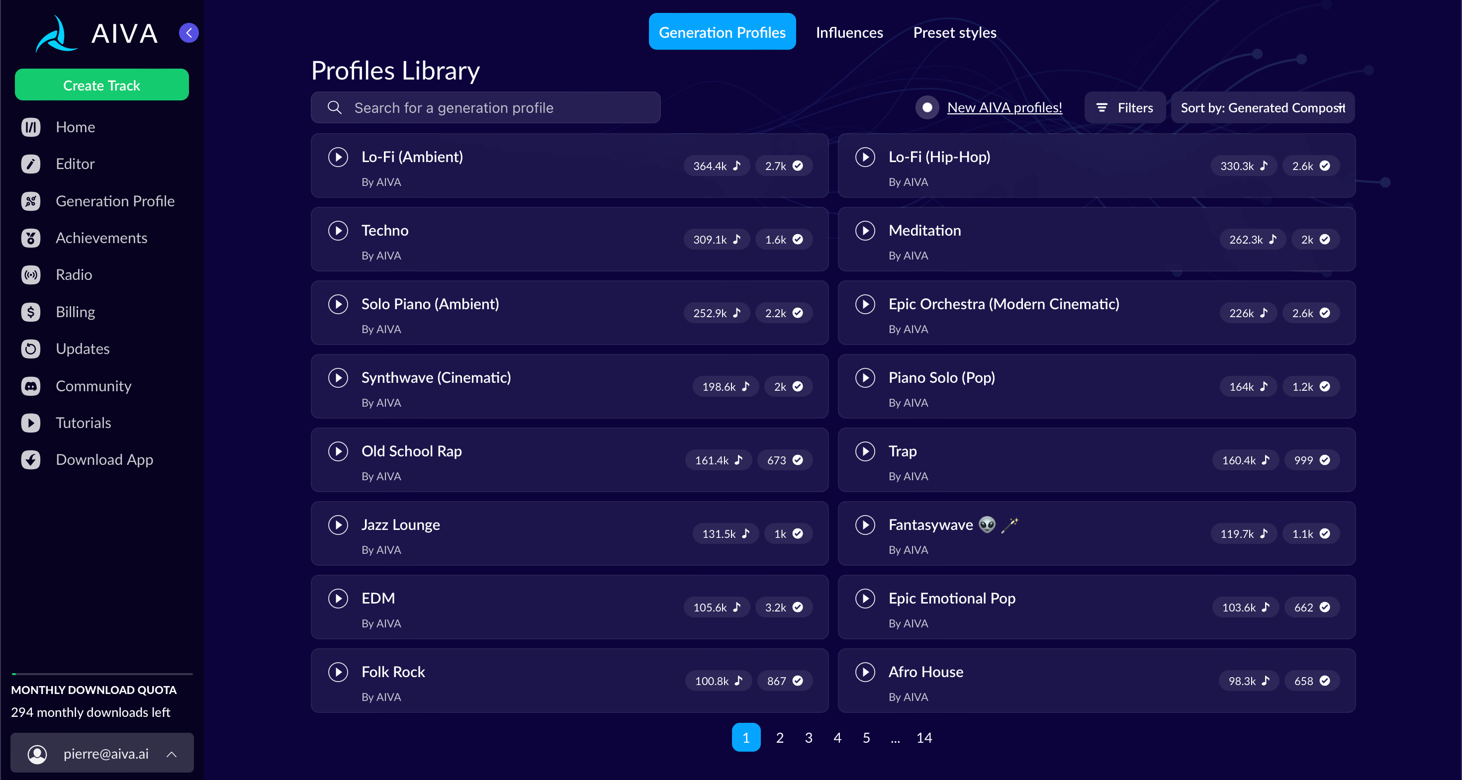 AIVA official product visual showing an AI music creation workflow